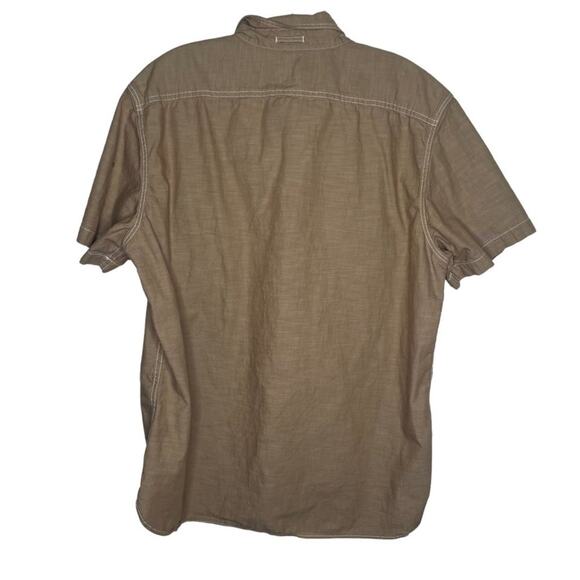 GAP Mens Shirt Size L Light Brown Short Sleeve Collared Button Down Unlined - Picture 2 of 15